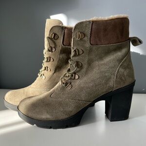 Bearpaw Women's Marlowe Snow Boots, Olive Suede Size 8.5